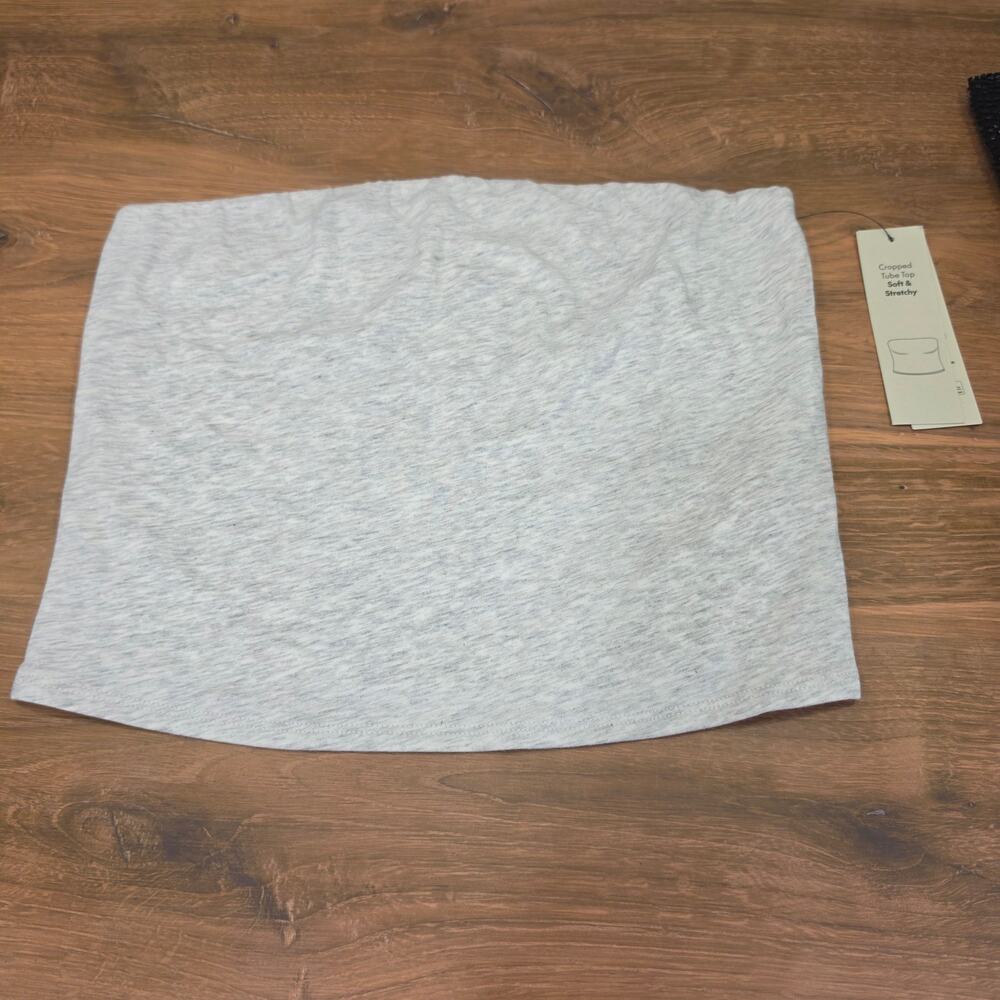 No Boundaries Gray Heather Cropped Tube Top Soft Stretchy S (4-6) New